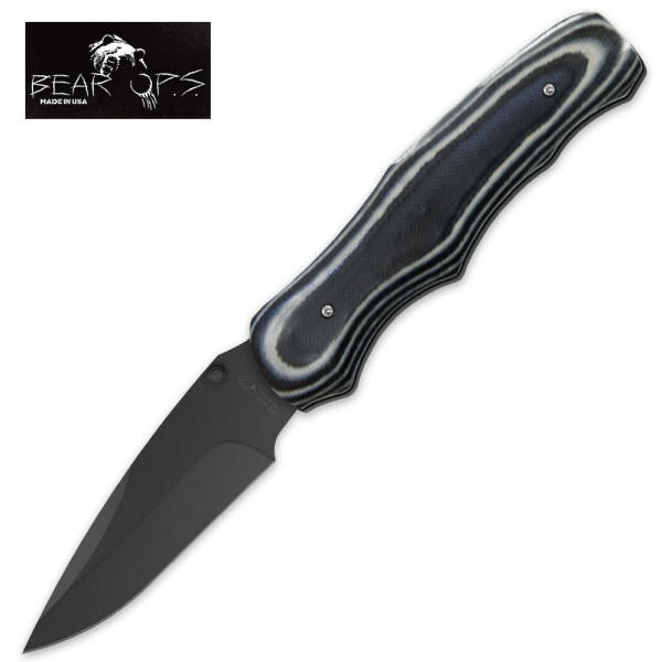 Bear Dual Action Knife, Spear, Black Titanium, X-BE34001