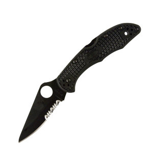 Delica 4, Black FRN Handle, Black Blade, ComboEdge,  C11PSBBK