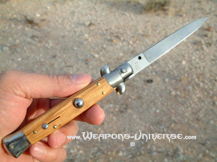 Italian Stiletto Switchblade, 9 inches, Wood