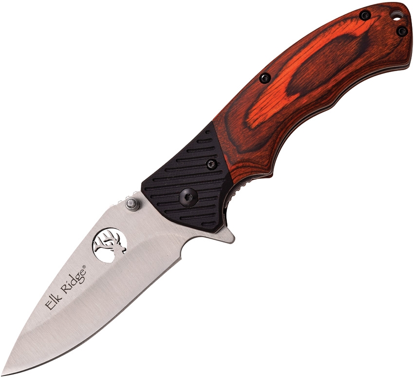 Elk Ridge ER566SPW Linerlock Knife, Pakkawood