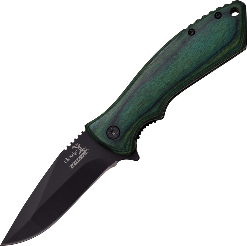 Elk Ridge ERA002GW Ballistic Linerlock A/O Knife, Green