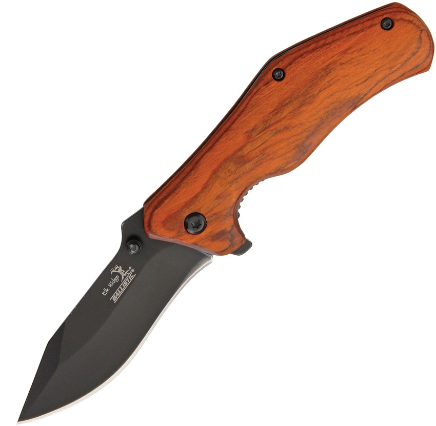 Elk Ridge ERA013RW Linerlock A/O Knife, Red, Wood