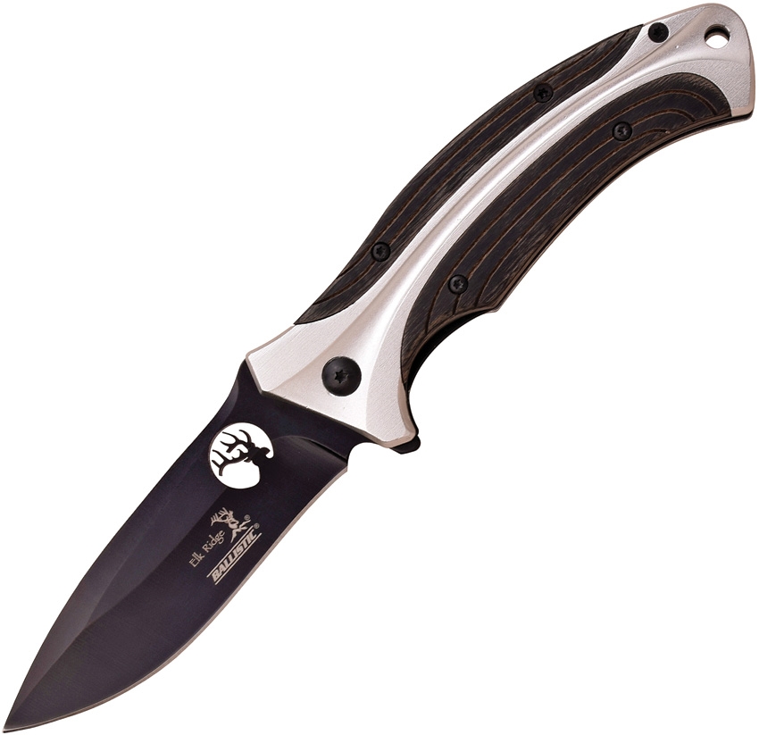 Elk Ridge ERA155GW Linerlock A/O Knife, Gray Pakkawood