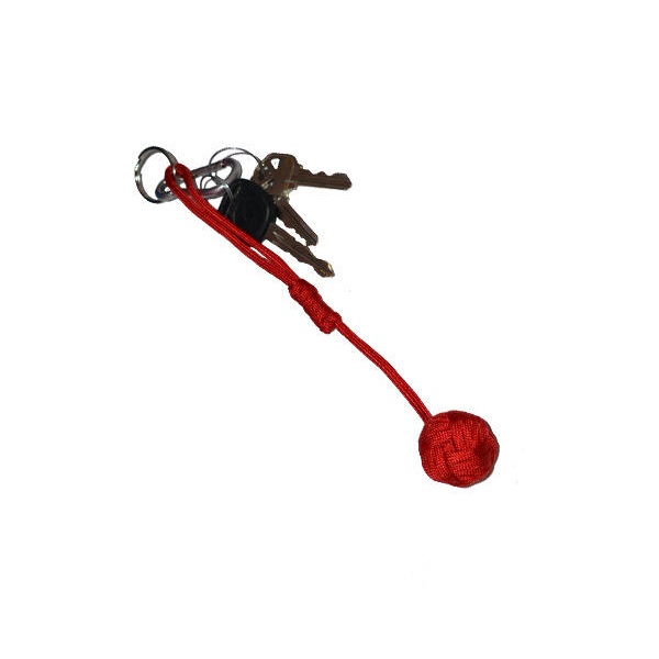 Small Self Defense Monkey Fist Keychain, Red